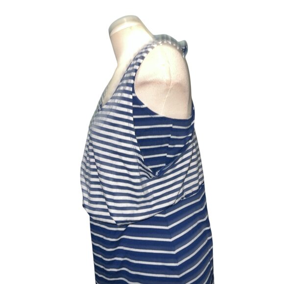 Jessica Simpson Blue & White Striped Sleeveless Tank Dress Large Racerback Casua - Picture 8 of 13